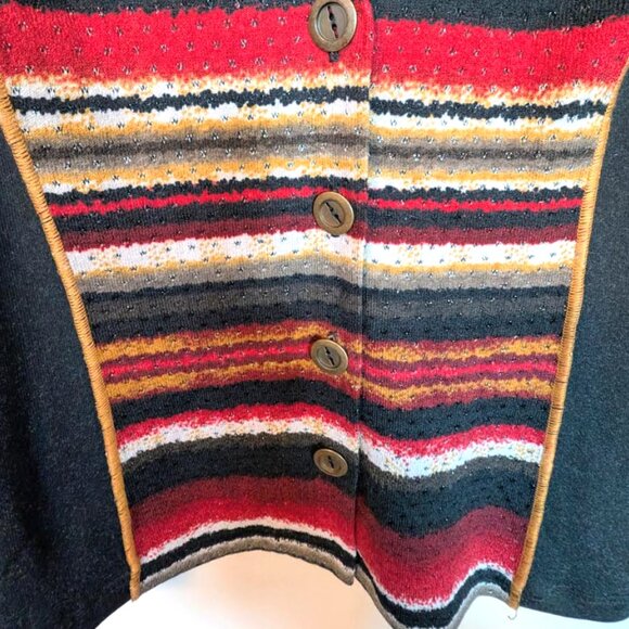 NWT Bali Black Textured Jacket with Colorful Front Panel and Cuffs. - Picture 6 of 7